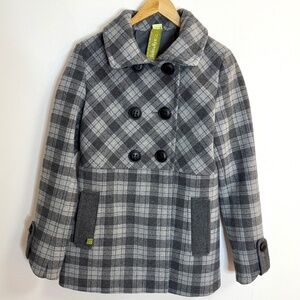 Soia & Kyo Grey Plaid Wool Coat - Size small